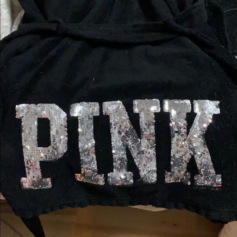 PINK sequin black robe